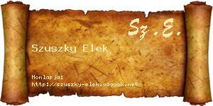 Szuszky Elek névjegykártya